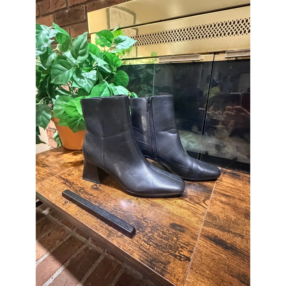 Chinese Laundry Ankle Boots Women Black Square Toe Block Heel 6.5